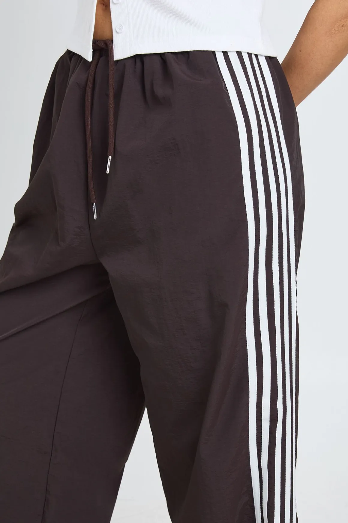 Pantalon Large En Nylon Avec Bande Latérale - Coupe Longue