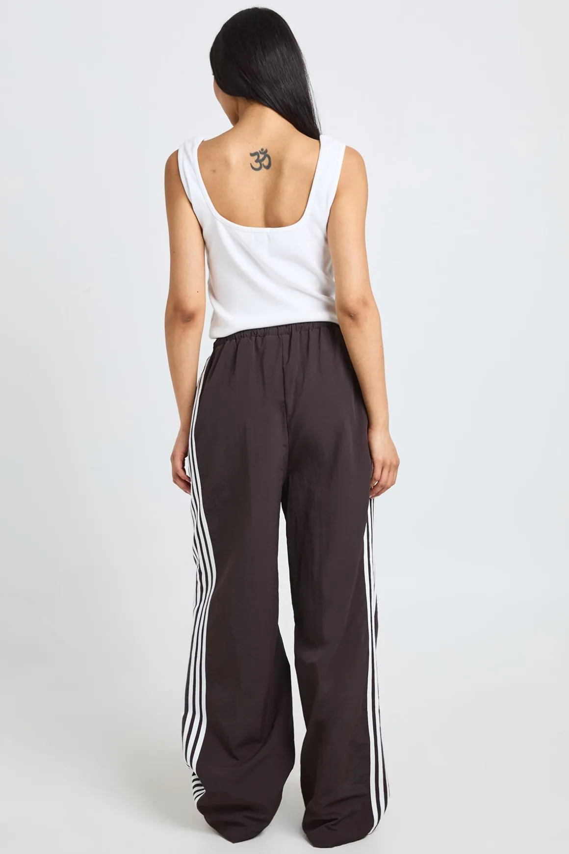 Pantalon Large En Nylon Avec Bande Latérale - Coupe Longue