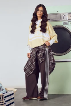 boohoo Pantalon Large En Nylon À Bandes Latérales<Femme Pantalons