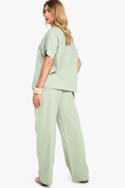 Pantalon large en popeline de coton