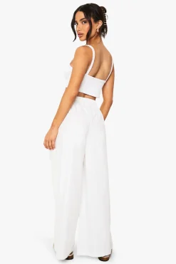boohoo Pantalon large en popeline de coton – Coupe Petite<Femme Pantalons