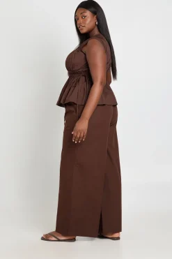 Pantalon Large En Popeline De Coton Avec Cordon De Serrage Grande Taille