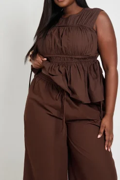 Pantalon Large En Popeline De Coton Avec Cordon De Serrage Grande Taille