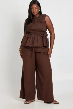 Pantalon Large En Popeline De Coton Avec Cordon De Serrage Grande Taille