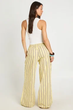 Pantalon Large En Popeline De Coton À Rayures Pour Grande Taille