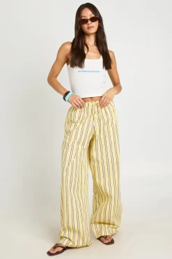 Pantalon Large En Popeline De Coton À Rayures Pour Grande Taille