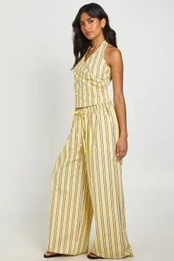 boohoo Pantalon Large En Popeline De Coton À Rayures<Femme Pantalons|Looks Preppy