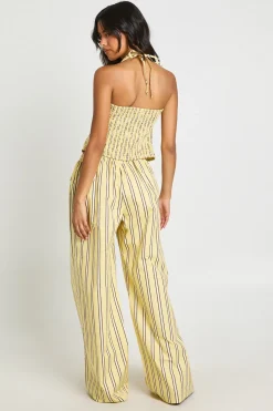 boohoo Pantalon Large En Popeline De Coton À Rayures<Femme Pantalons|Looks Preppy