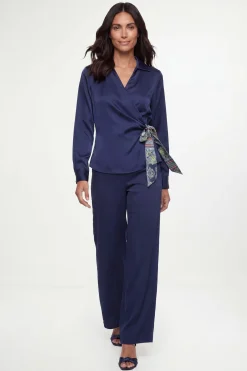 Pantalon Large En Satin
