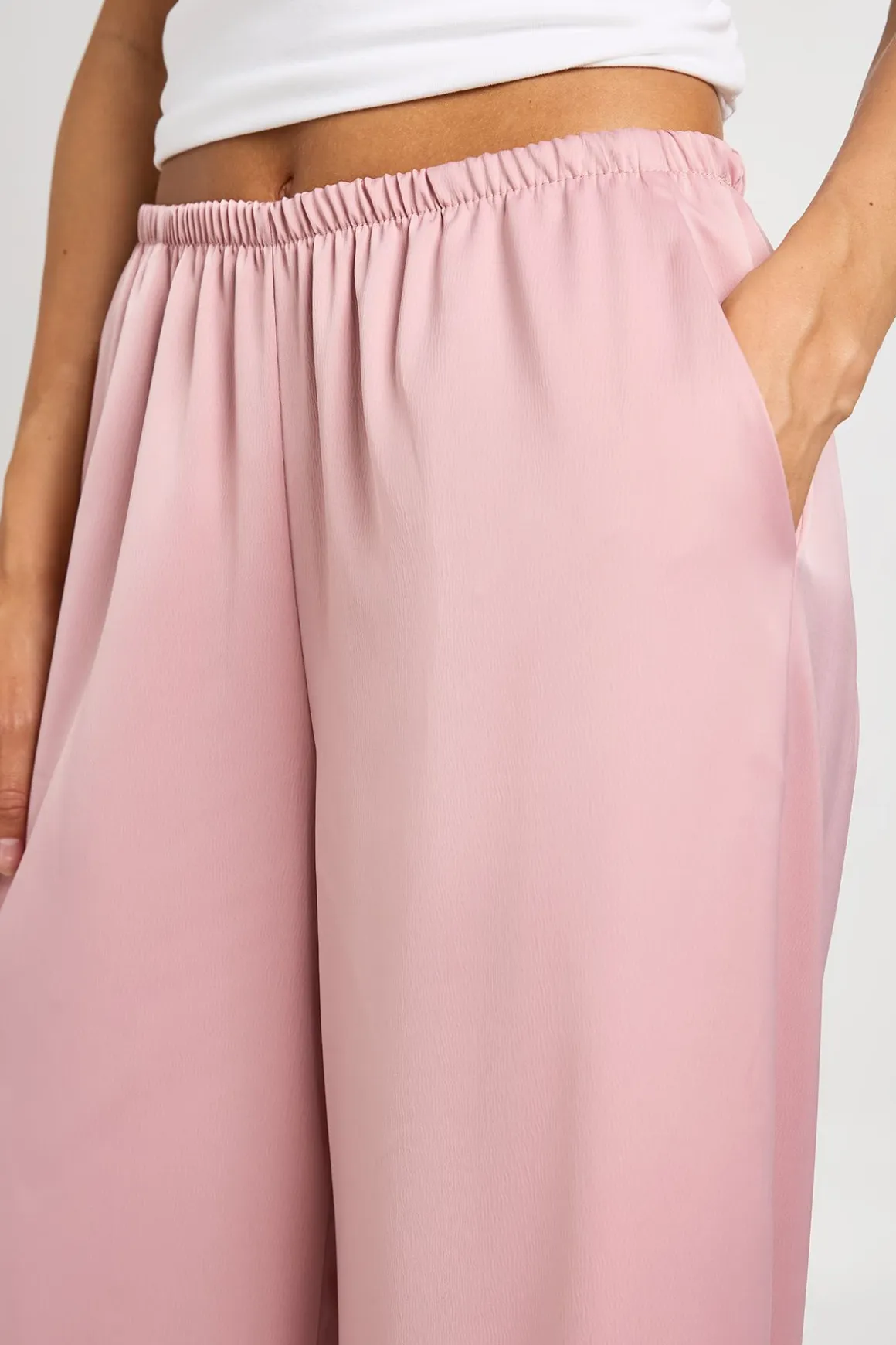 Pantalon Large En Satin Avec Bordure En Dentelle Pour Femmes Grandes