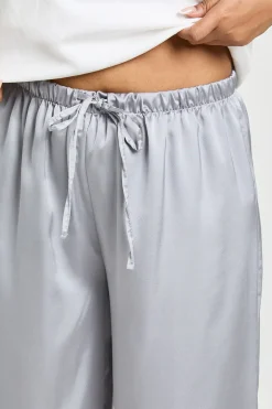 Pantalon Large En Satin Avec Taille À Cordon De Serrage Grande Taille