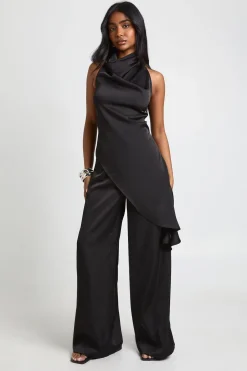 boohoo Pantalon Large En Satin Avec Taille À Cordon Coulissant<Femme Pantalons|Satin Et Dentelle