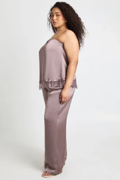 Pantalon Large en Satin Grande Taille