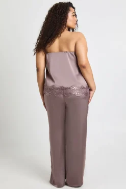 Pantalon Large en Satin Grande Taille
