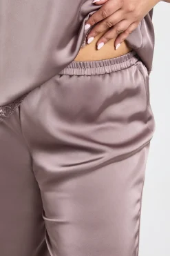 Pantalon Large en Satin Grande Taille