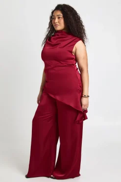 boohoo Pantalon Large En Satin Grande Taille<Femme Pantalons|Satin Et Dentelle