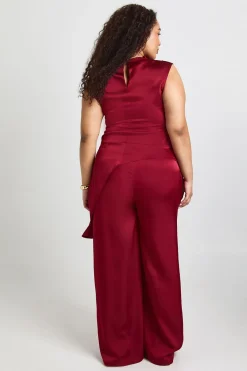 boohoo Pantalon Large En Satin Grande Taille<Femme Pantalons|Satin Et Dentelle