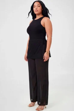 boohoo Pantalon Large En Satin Grande Taille Avec Superposition Jupe En Dentelle<Femme Pantalons|Satin Et Dentelle