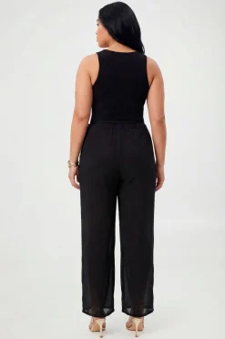 boohoo Pantalon Large En Satin Grande Taille Avec Superposition Jupe En Dentelle<Femme Pantalons|Satin Et Dentelle