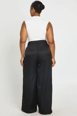 Pantalon Large En Satin Grande Taille