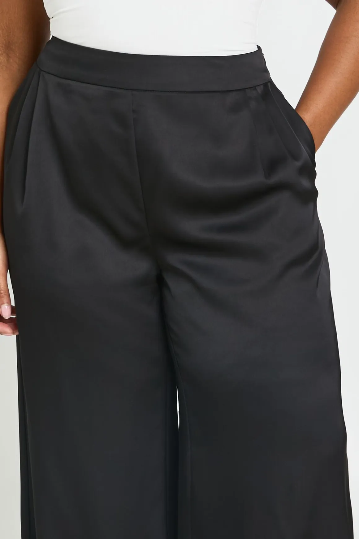 Pantalon Large En Satin Grande Taille