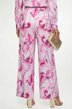 Pantalon Large En Satin À Imprimé Floral