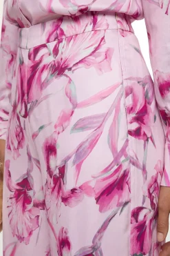 Pantalon Large En Satin À Imprimé Floral