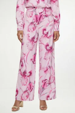 Pantalon Large En Satin À Imprimé Floral