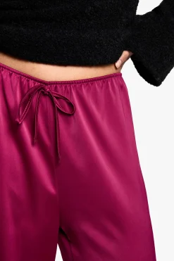 Pantalon large en satin à taille avec cordon de serrage