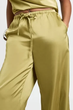 Pantalon Large En Satin À Taille Coulissée