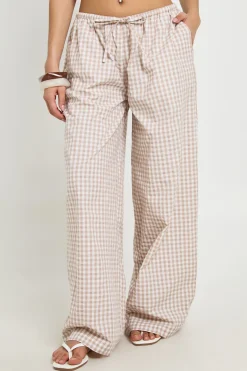 Pantalon Large En Seersucker À Carreaux Vichy