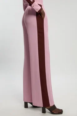 Pantalon Large en Sergé Contrasté Tissé