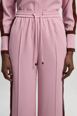 Pantalon Large en Sergé Contrasté Tissé