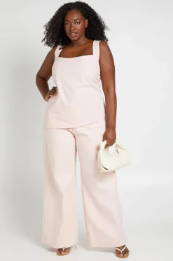 Pantalon Large En Sergé De Coton Grande Taille