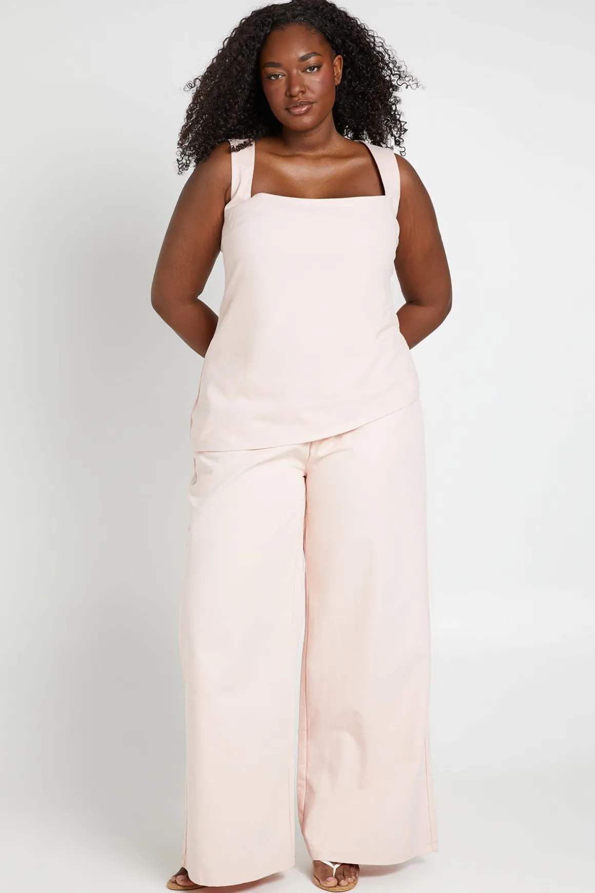 Pantalon Large En Sergé De Coton Grande Taille