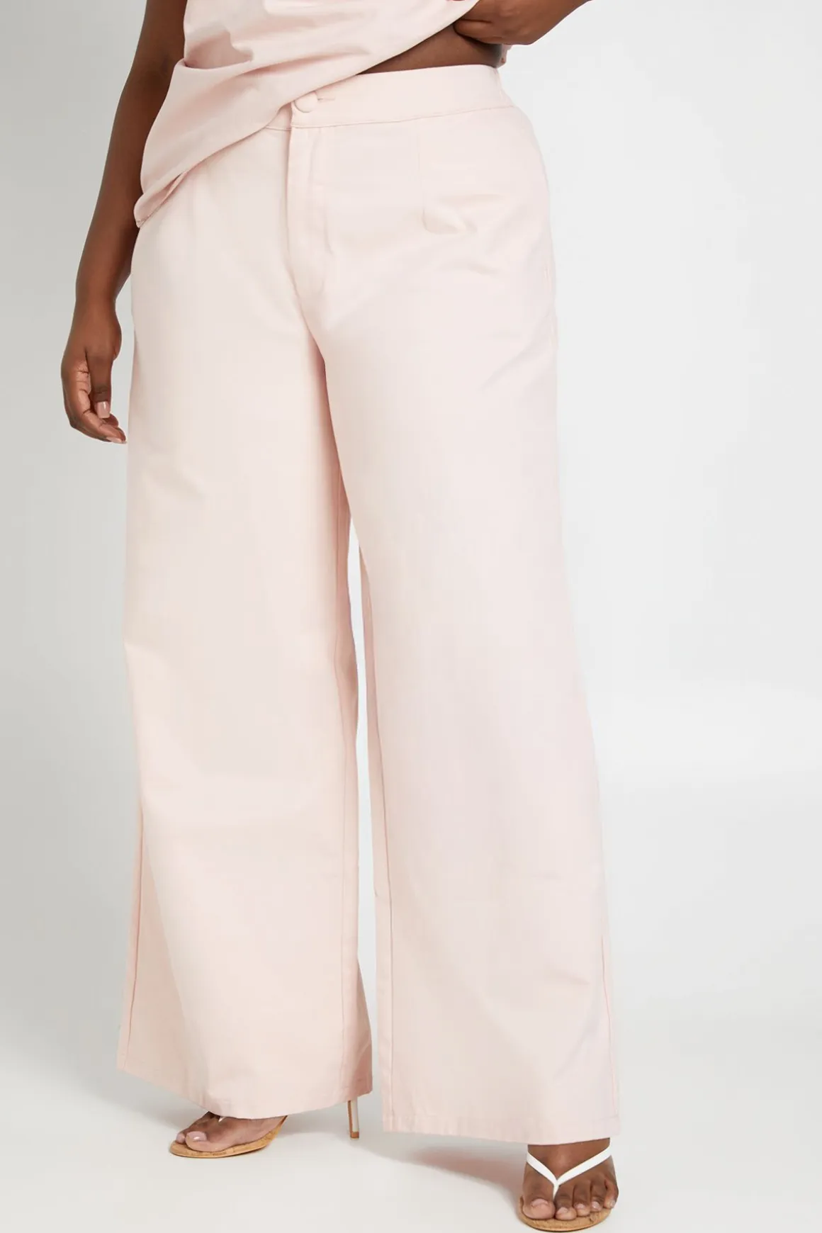 Pantalon Large En Sergé De Coton Grande Taille