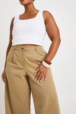 Pantalon Large En Sergé De Coton Grande Taille