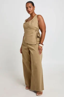 Pantalon Large En Sergé De Coton Grande Taille