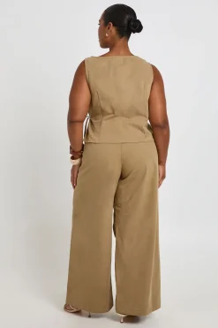 Pantalon Large En Sergé De Coton Grande Taille
