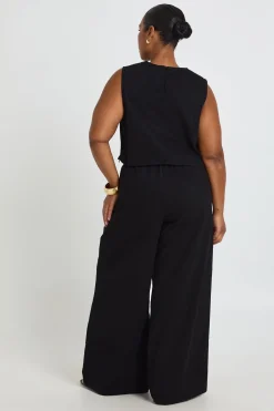 boohoo Pantalon Large En Sergé De Coton Grande Taille<Femme Pantalons
