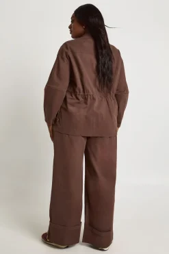 Pantalon Large En Sergé Grande Taille Avec Ourlet Retroussable