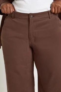 Pantalon Large En Sergé Grande Taille Avec Ourlet Retroussable