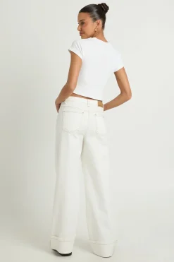 Pantalon Large En Sergé À Ourlets Retroussés