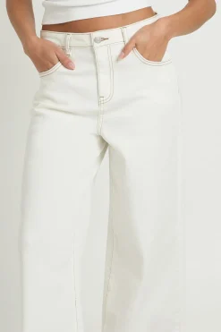 Pantalon Large En Sergé À Ourlets Retroussés