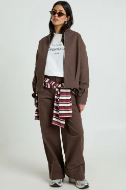 Pantalon Large En Sergé À Ourlet Retroussé