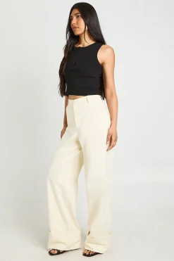 boohoo Pantalon Large En Sergé À Revers Pour Grandes Tailles<Femme Pantalons