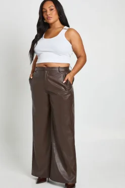 Pantalon Large En Synthétiquecuir Grande Taille