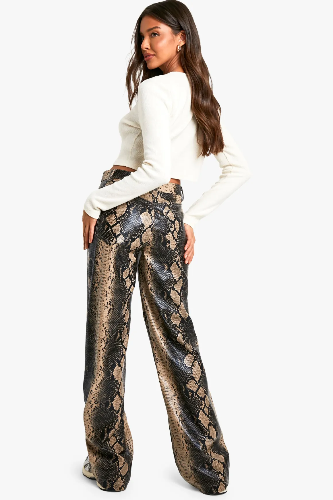 Pantalon Large En Synthétiquecuir Imprimé Synthétique