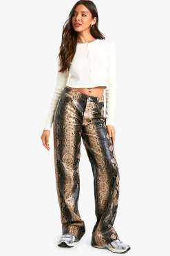 Pantalon Large En Synthétiquecuir Imprimé Synthétique