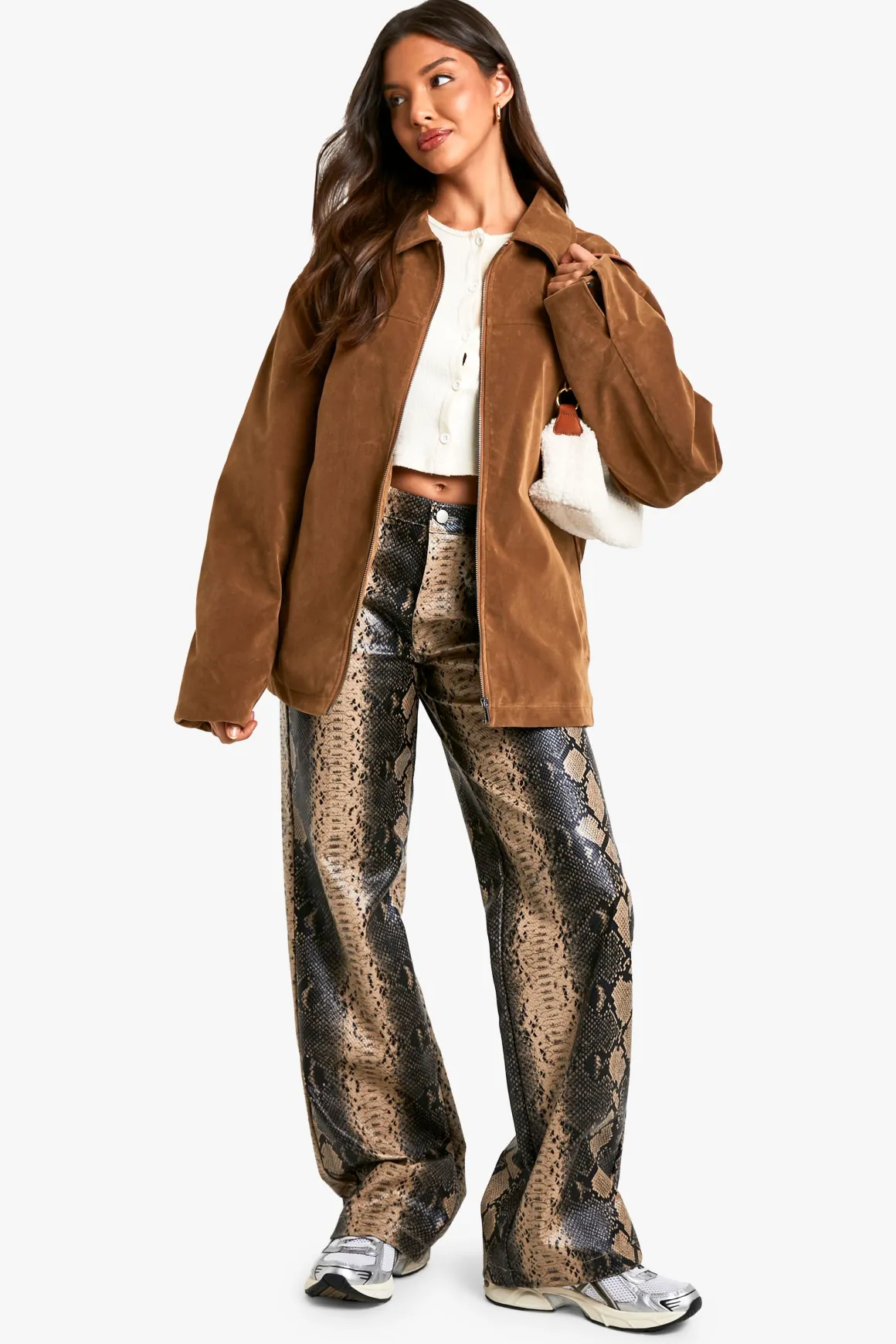 Pantalon Large En Synthétiquecuir Imprimé Synthétique